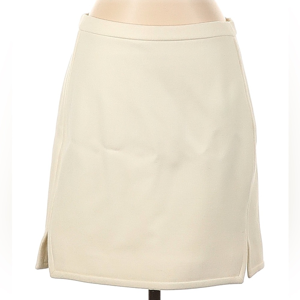 J Crew 100% Wool Ivory Mini Skirt Knee Length